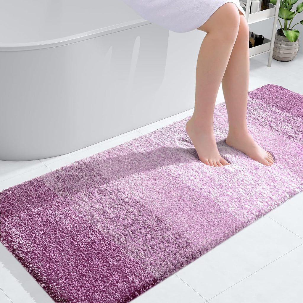 OLANLY Bathroom Runner Rugs - Extra Soft Microfiber, Quick-Dry & Washable | 54x24, Pinkish-Purple