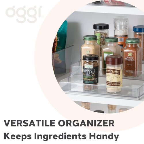 Oggi 3 Tier Spice Organizer & Pantry Storage- For Shelf, Kitchen Cabinet, Spice Rack, Pantry Organization and Storage, Clear Shelves