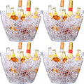 Sunnyray 4 Pack Ice Buckets Large Beer Bucket Clear Acrylic Drink Cooler Plastic Ice Beverage Tub Champagne Bottles Bucket Chiller Bin Drink Buckets for Party Barbecue Picnic Home Bar (8L)