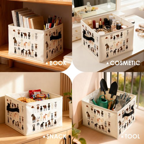 LADOCK Funny Goat Sheep Animal Storage Bins Box, Toybox for Girls Boys, Gifts for Goat Lovers Foldable Baskets Organizer with Handles for Bedroom Bathroom Home Clothes Toys Books