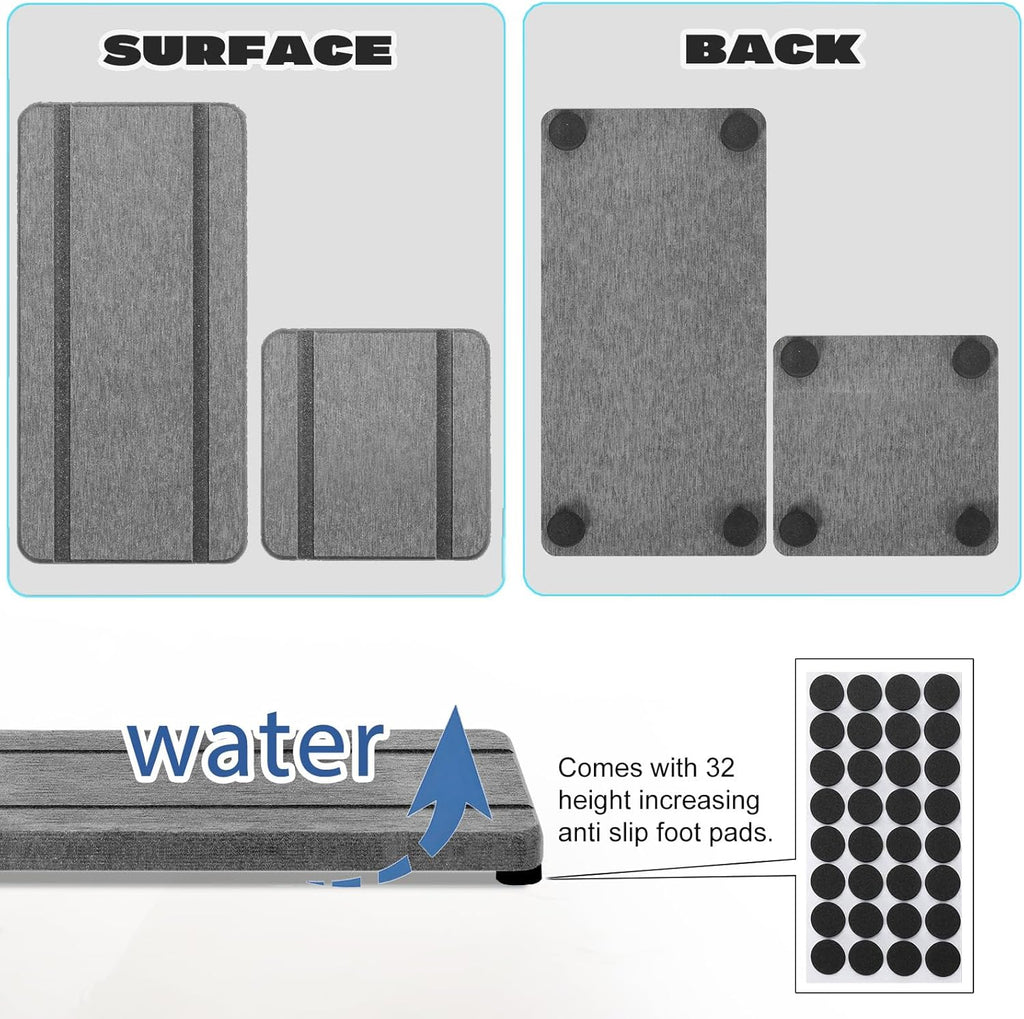 Skiennix Stone Drying Trays - Water Absorbing Diatomaceous Earth Set | 4PCS for Bathroom & Kitchen