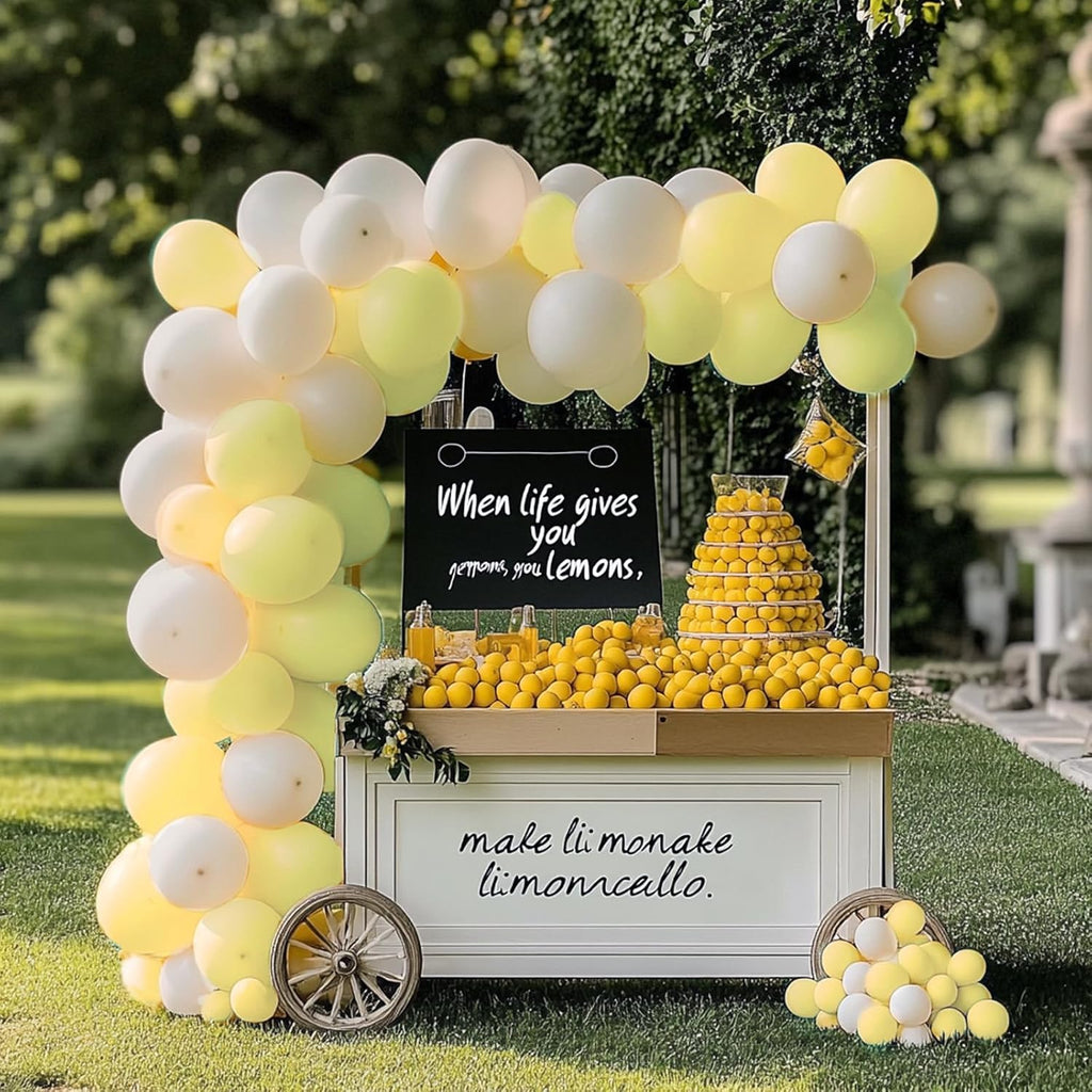 RUBFAC Pastel Yellow Balloons - 129pcs in Various Sizes for Birthday, Wedding & Baby Shower Decor