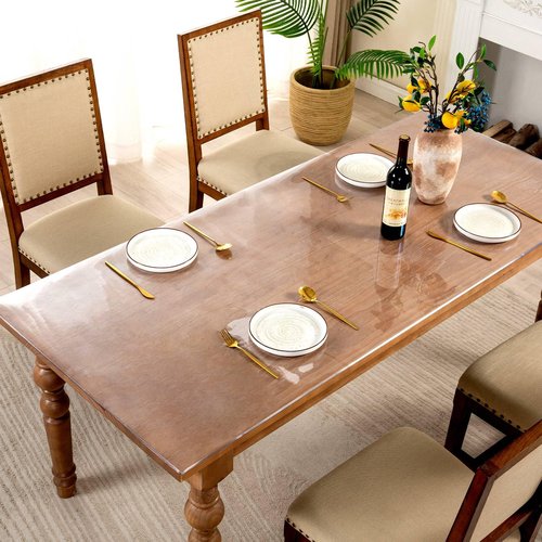 Eisdroma 42 x 78 Inch Clear Table Cover, 2mm Thick Clear Protector, Waterproof Table Pad for Dining Room, Kitchen, Office