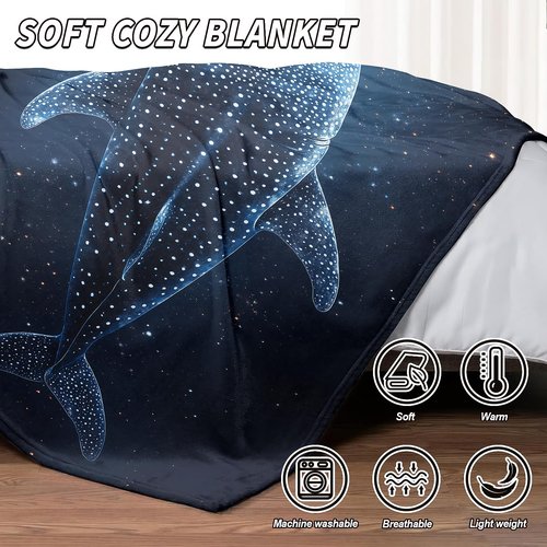 YISUMEI Whale Shark Space Stars Blanket Ocean and Starry Sky Lover Gifts for Adults & Kids – Ultra Soft Plush Throw Blanket for Bed, Couch, Camping - 60"x80"