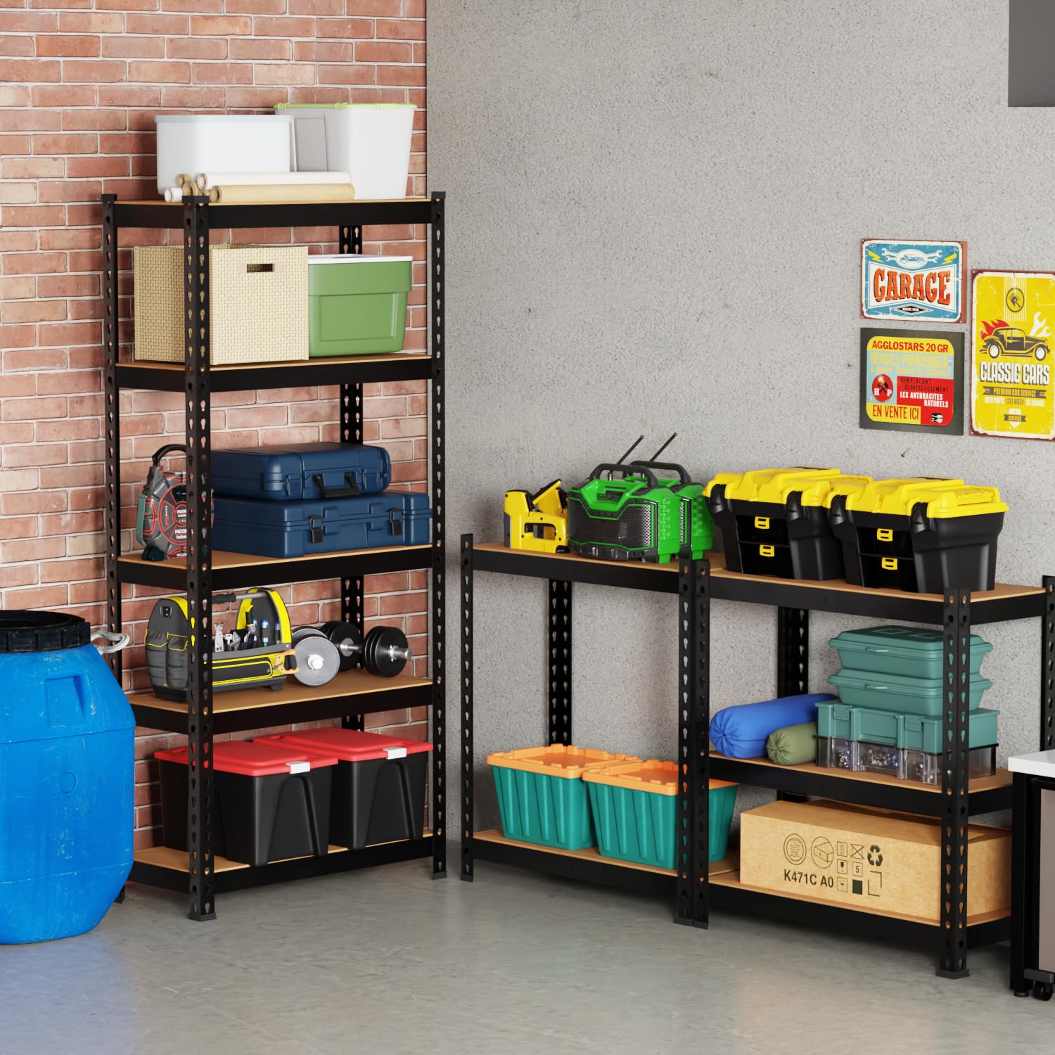 BestOffice 5 Tier Storage Shelves Adjustable Garage Shelves 15.7" D x 35.4" W x 72" H Heavy Duty Garage Shelving with Premium Materials MDF Boards for Kitchen Basement Warehouse Pantry