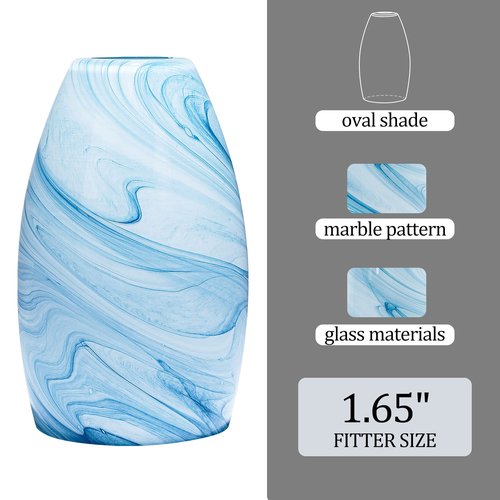 Blue Oval Glass Lamp Shade Only Art Marble Glass Light Shades for Kitchen Island pendant Lights Covers Light Fixture Replacement for Mini Pendant Ceiling Lights Chandelier 1pack