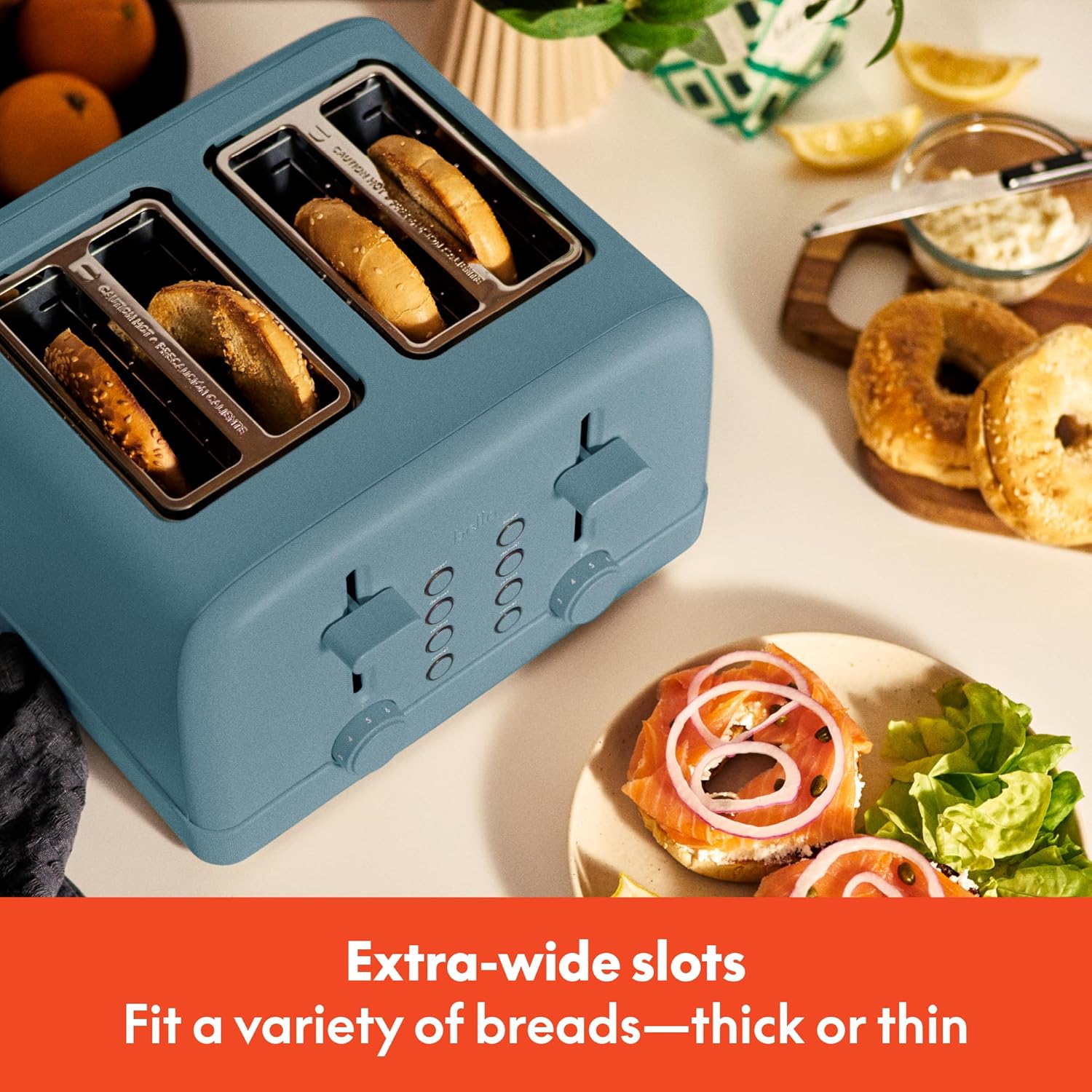 Bella 4 Slice Toaster - 6 Shade Settings with Reheat & Cancel | Removable Crumb Tray, 900 Watts, Surf Color