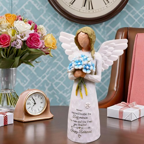 AUKEST Retirement Gifts for Women - Elegant 5.1” Blue Angel Figurine | Perfect Retirement Decoration