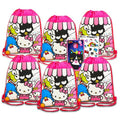 Hello Kitty Party Favor Bags Set - Bundle with 6 Drawstring Bags for Kids with Stickers and More | Hello Kitty Birthday Party Supplies