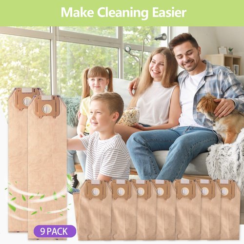 Tomkity 9 Pack Type LW HEPA Vacuum Cleaner Bags Replacement for Oreck Magnesium Upright Vacuum LWPK6OH LWPK25OH LWPK3OH