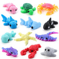 JOYIN 12 Pcs 3D Printed Ocean Animals Set, Mini Animals 3D Printed Toys - Cute Articulated Flexible Figurines Fidget Toys for Easter Party Favors Birthday Gifts Desk Pets Office Home Decor