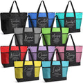 Paterr 10 Pcs Christian Tote Bags Bulk with Pocket Zipper for Women Bible Church Mothers Day Gifts(Colorful,Encouraged)