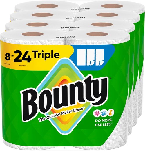 Bounty Select-A-Size Paper Towels - White, 8 Triple Rolls | Equivalent to 24 Regular Rolls