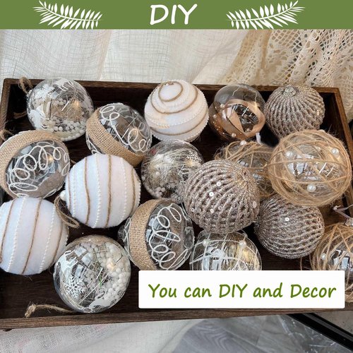80mm/3.15inch=10Set 20pcs Large Clear Ball Ornaments, Big Fillable Christmas Balls Shatterproof Ornament Baubles for DIY Crafts Christmas Wedding Party Decor (10)