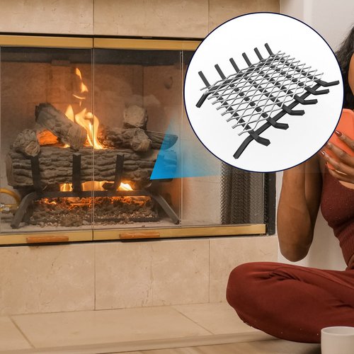Fireplace Grate Ember Retainer,16x10Inches Steel Fireplace Ember Retainer Mesh,Metal Ember Retainer for Use on Fireplace Grates (Large)