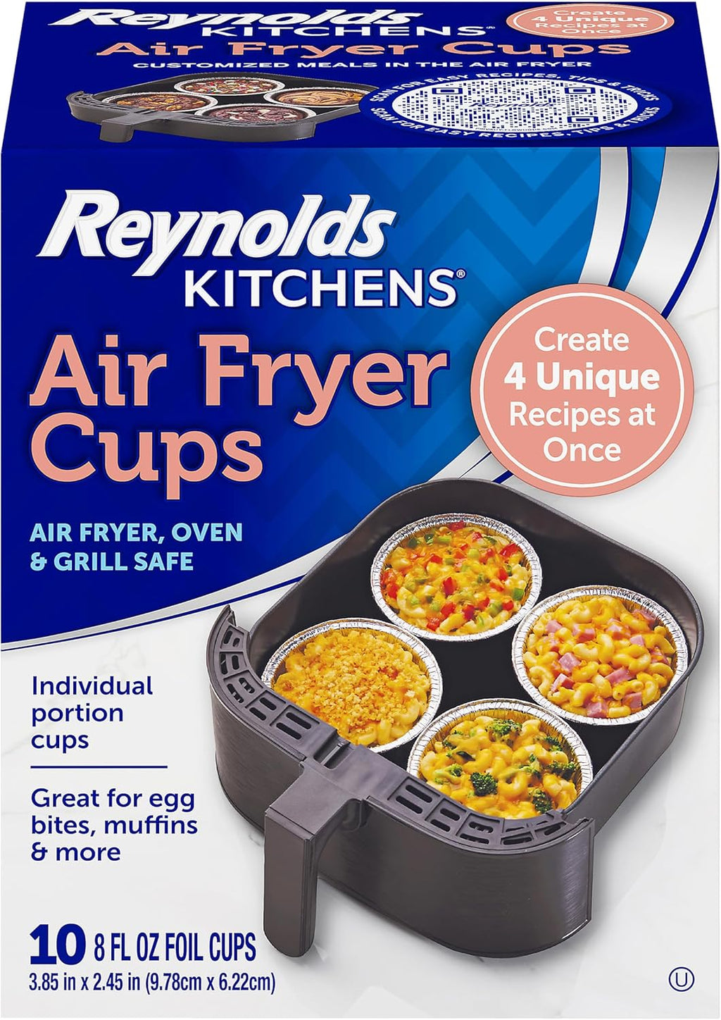 Reynolds Kitchens Air Fryer Cups - Oven-Safe Meal Prep Containers for Picky Eaters | 10 Pack, 8 fl oz