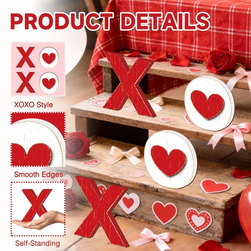 XOXO Sign Wooden XOXO Decorations Valentines Day Decorations Valentines Decor Indoor for Home Table Centerpiece Shelf Mantel Fireplace Dinner Hotel Decor
