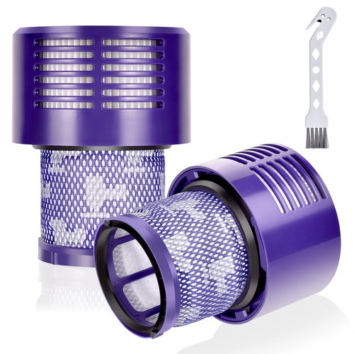 Leadaybetter Vacuum Filter Replacements for Dyson V10 Cyclone Series, V10 Animal, V10 Absolute, V10 Total Clean, SV12, Part No. 969082-01 (2 Pack Filters and 1 Clean Brush)