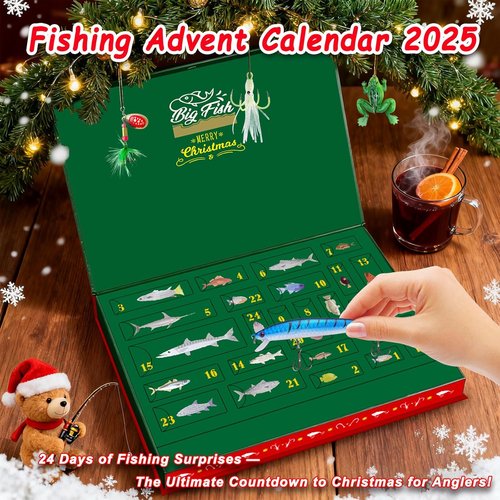 Fishing Advent Calendar 2025 - 24-Day Countdown for Men & Teens | Perfect Christmas Gift with Tackle & Lures