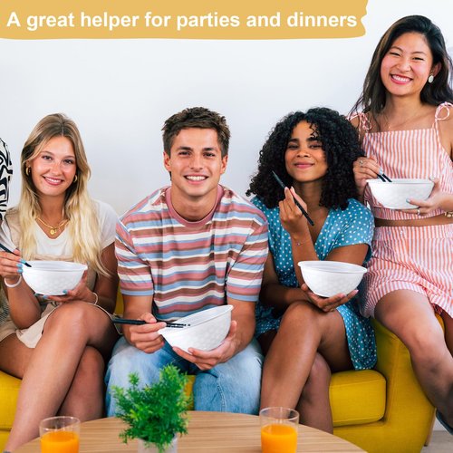 Newtay 100 Pack 32oz White Disposable Plastic Bowls Plastic Salad Bowls Large Stackable Serving Soup Dinnerware for Birthdays, Weddings, Parties, Festivals