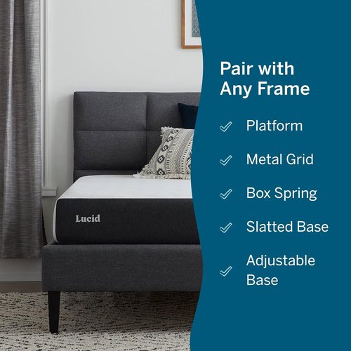 Lucid 8 Inch Memory Foam Mattress - Medium Firm - Bamboo Charcoal & Cooling Gel Infusion - Twin Size