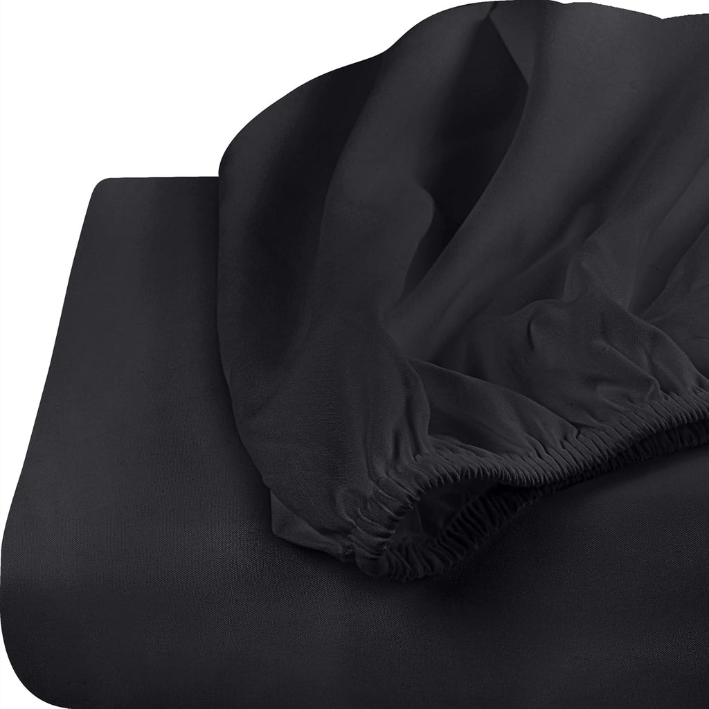 Utopia Bedding Twin Fitted Sheets - Soft Brushed Microfiber - Deep Pocket Design - Black, Pack of 2
