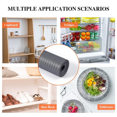 Mcrbeay Shelf Liners for Kitchen Cabinets, 10" W x 120" L, Non Adhesive Non-Slip Kitchen Drawer Liners, Waterproof Durable Cabinet Liners for Shelves, Pantry, Dark Gray
