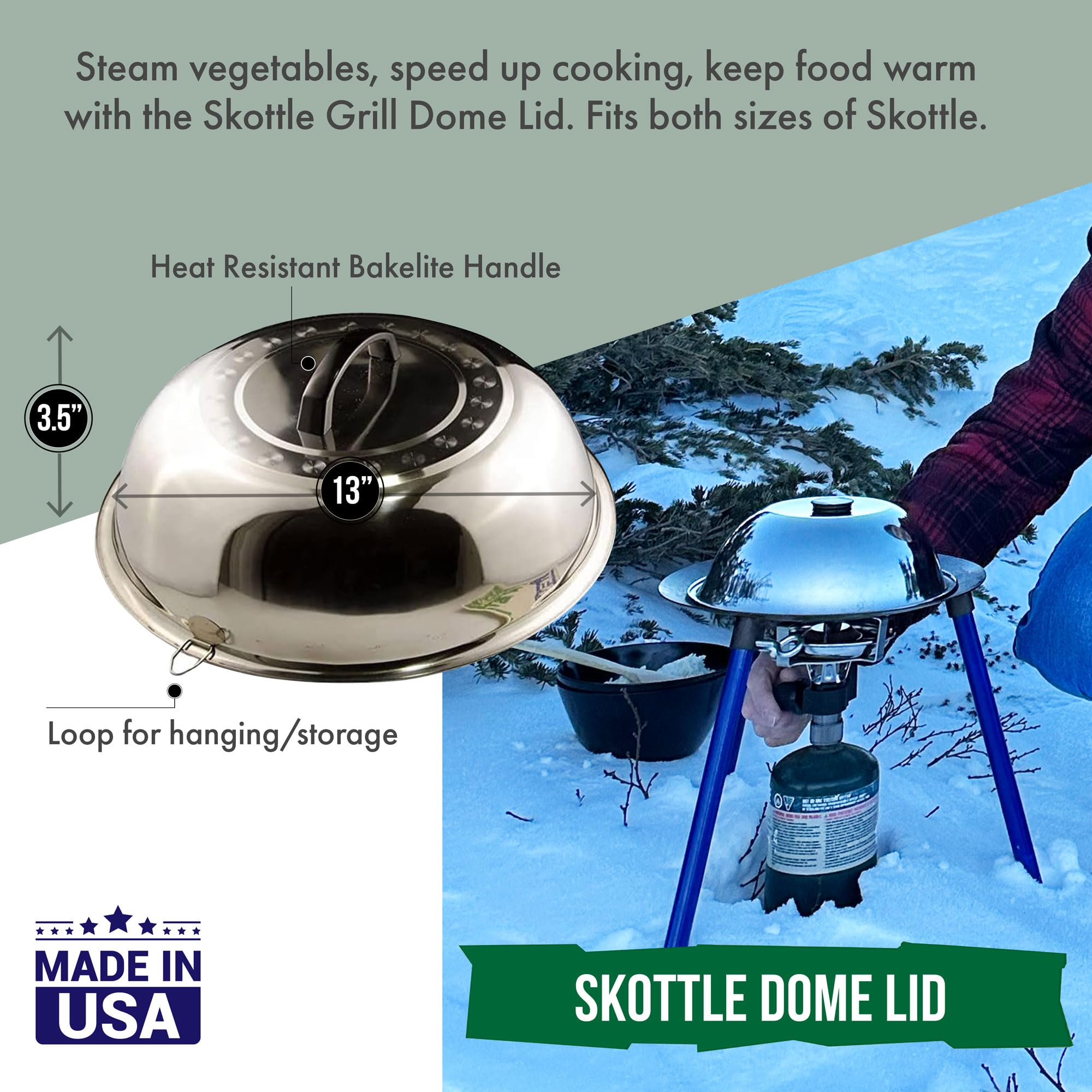 TEMBOTUSK Skottle Grill Accessory Kit, 3 Piece, Lid, Steam Tray, Wind Guard
