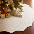 WBHome Christmas Tree Skirt, 48 inch Cable Knit Knitted Thick Rustic Holiday Decoration, Christmas White