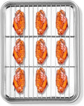 Homikit Stainless Steel Baking Sheet with Cooling Rack - 10.5 x 8 Inches, Rust-Free & Dishwasher Safe