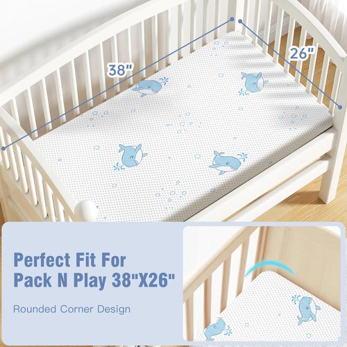GOODFINDS Pack and Play Mattress, 38"x26" High Density Soft & Firm Memory Foam Pack N Play Mattresses, Baby Mattress for Pack and Play for Pack N Play with Non-Slip Bottom Washable Cover
