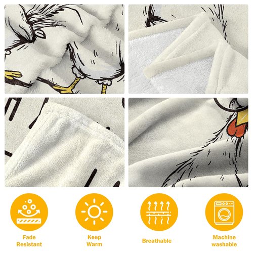 GoMelley Funny Chicken Blanket, Mothers Day Birthday Gifts for Women Men, Unusual Gifts for Friends Sister Coworker Mom, White Elephant Gift, Super Soft Flannel Throw Blanket, 60" L x 50" W