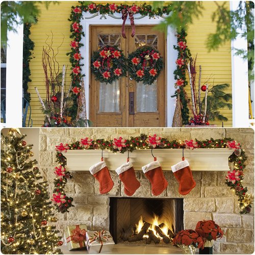 Christmas Garland - 54FT Christmas Garlands Set Artificial Green Plant Garland for Festival Wedding Party Hotel Shopping Mall Staircase Fireplace Decoration(Christmas Decoratins/Gifts)