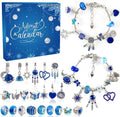 Advent Calendar Charm Bracelets 2025 - DIY Jewelry Making Kit with Blue Beads | 24 Days Christmas Countdown Gift for Girls