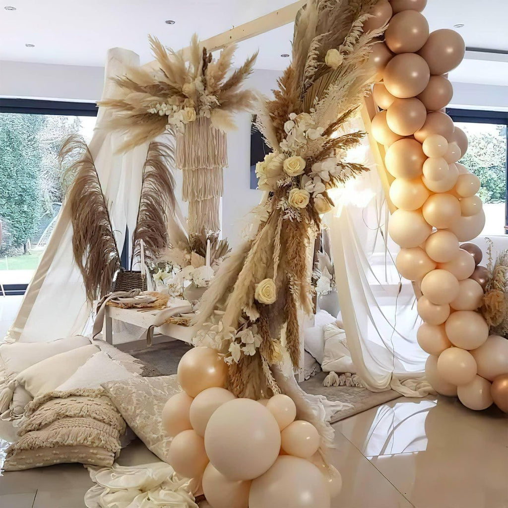 PartyWoo 12-Inch Nude Balloons - 100pcs Apricot Latex for Graduation, Wedding & Baby Showers