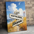 Crossroads Personalized Canvas Print - Custom Name & Date Wall Art for Couples | 8x12 Wrapped Frame