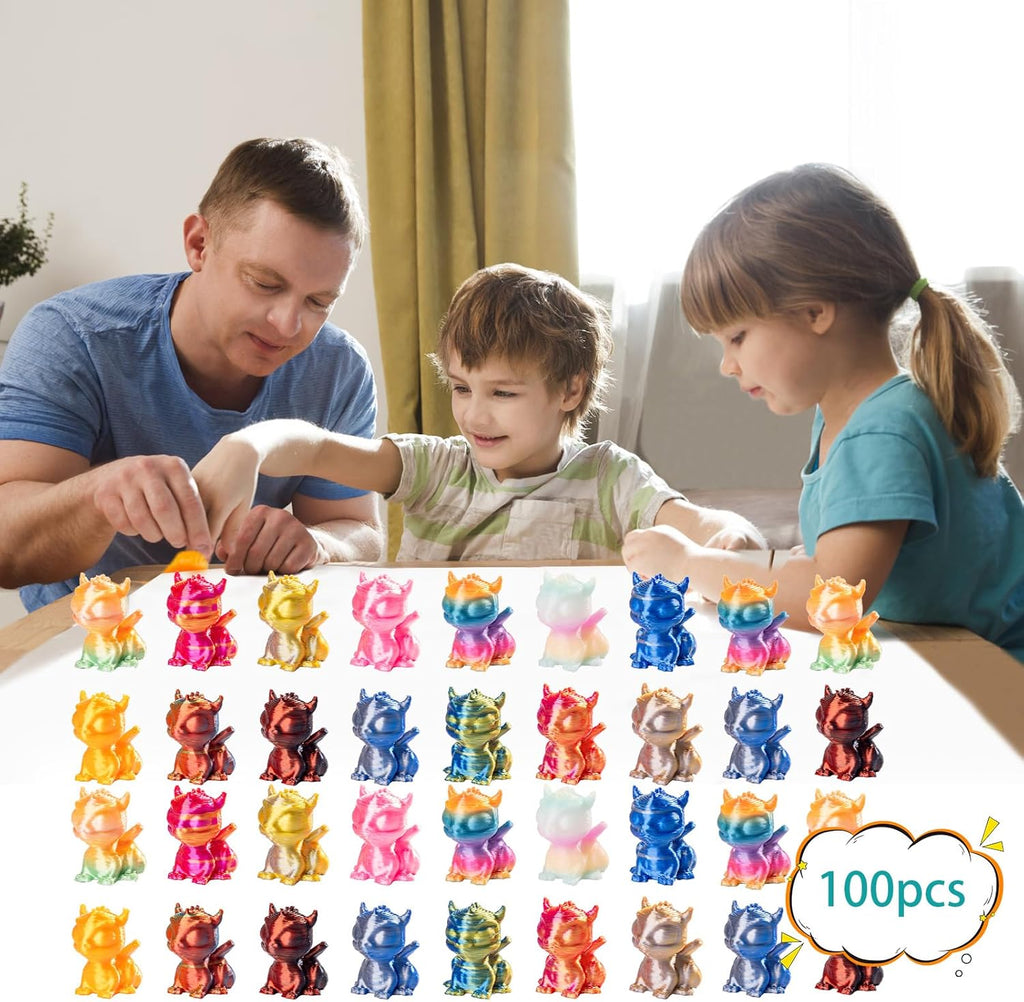 Skiennix Mini 3D Printed Dragon Figurines - 100pcs Tiny Animal Decor for Fairy Gardens & Aquariums