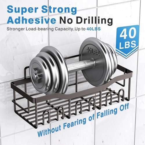 EUDELE Shower Caddy 2 Pack - Adhesive Bathroom Organizer | No Drilling, Rustproof Stainless Steel, Large Capacity