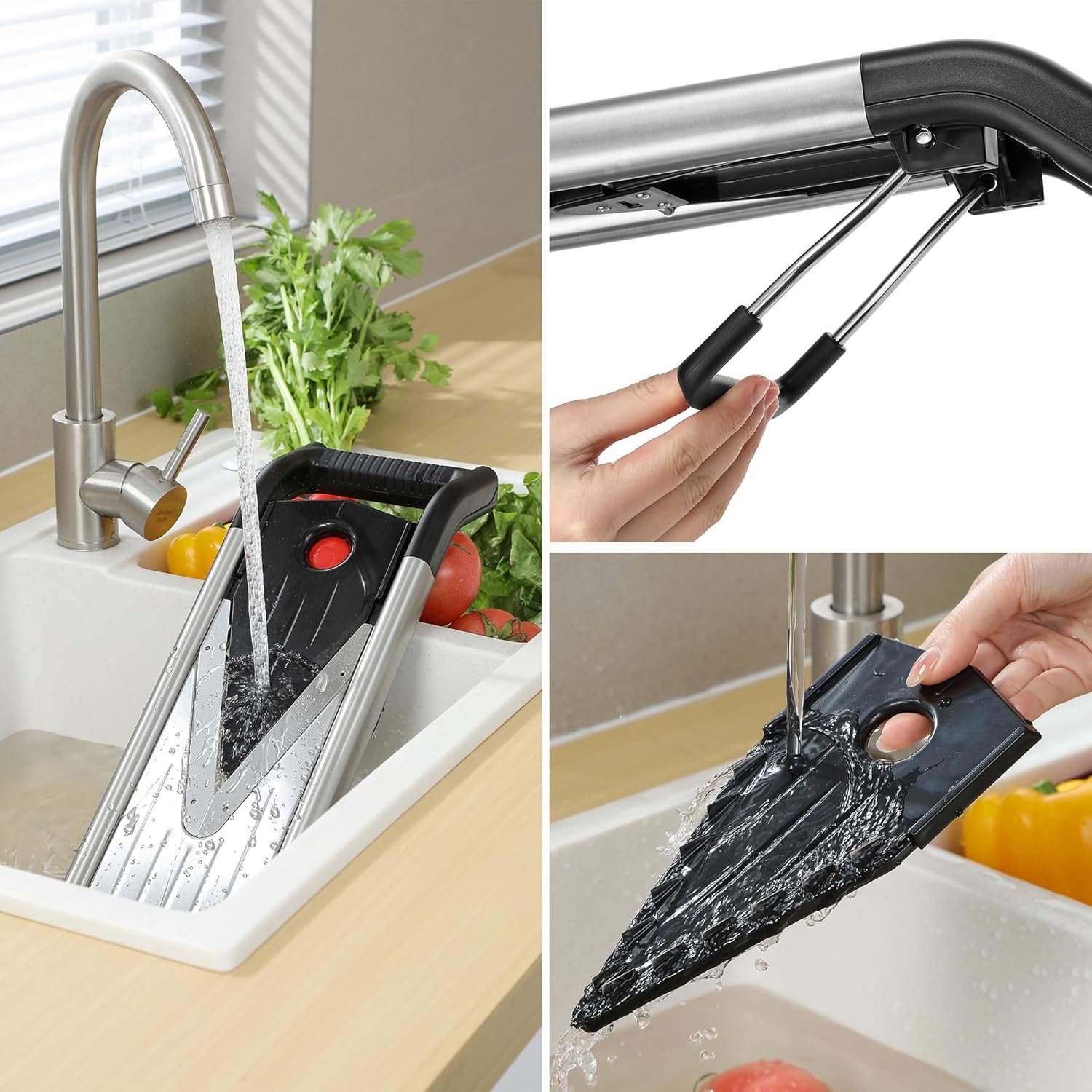 Supernal 5-in-1 Adjustable Mandoline Slicer - Stainless Steel Vegetable Cutter with Cut-Resistant Gloves | Safe & Durable for Potatoes, Tomatoes, Carrots, Onions & More