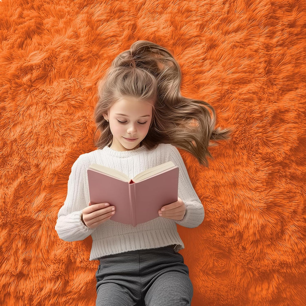 OLANLY Runner Rugs - Soft, Machine Washable Shaggy Carpet for Hallway & Bedroom | Orange 2x4 ft