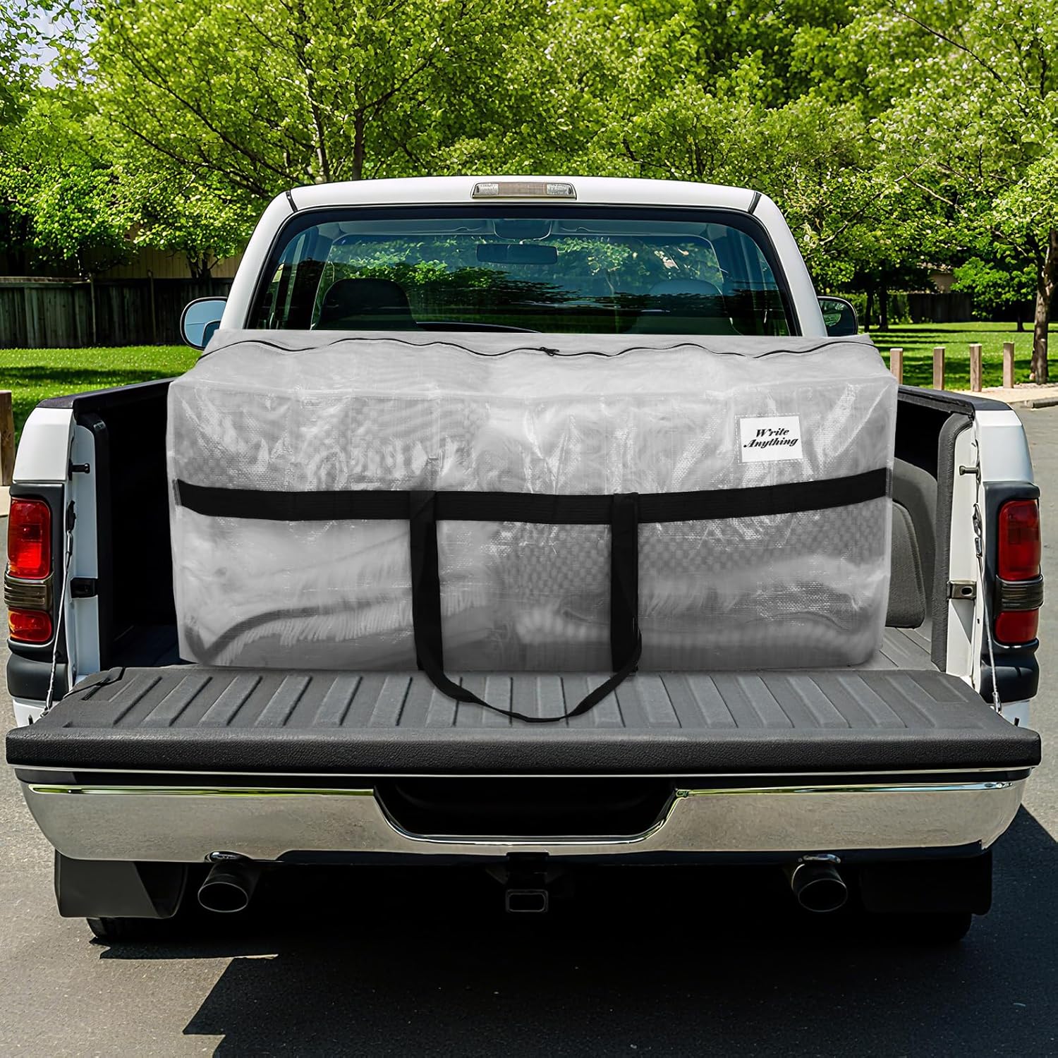 Skiennix 96 Gallon Heavy-Duty Moving Bags - Extra Large Foldable Storage Tote with Zipper Handle (Clear)