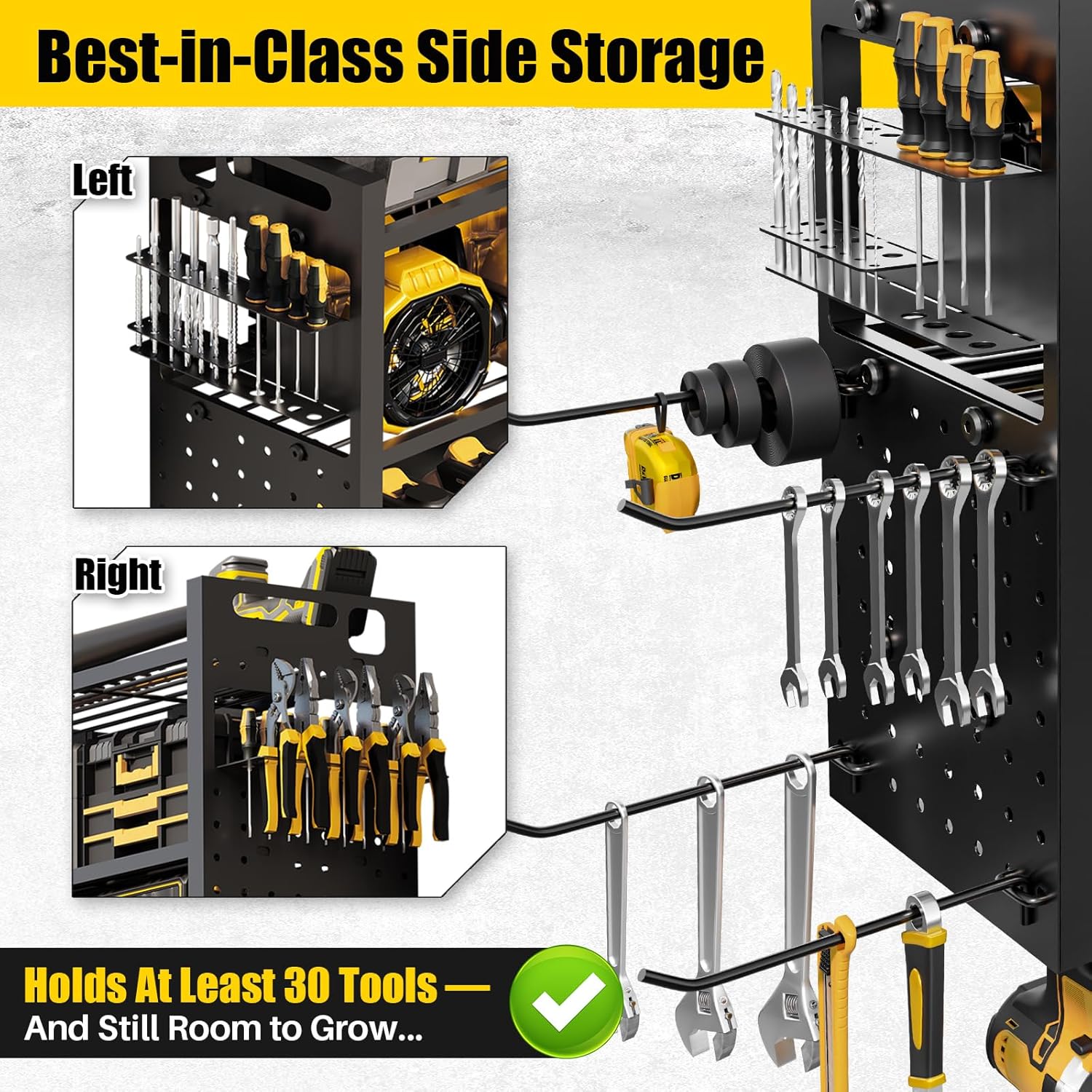 Power Tool Organizer - Wall Mount 8-Outlet Charging Station | Heavy Duty Garage Storage Rack