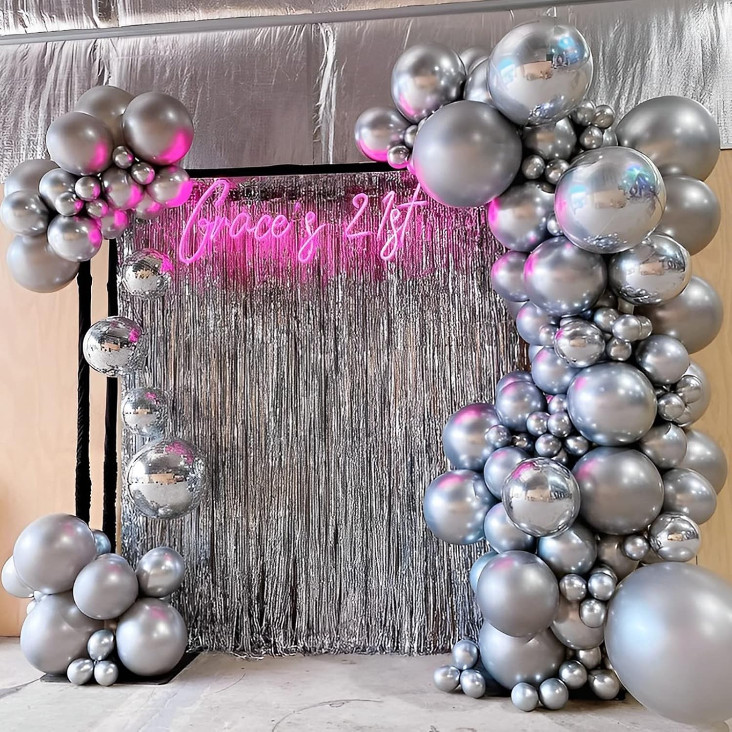 Voircoloria 105pcs Metallic Silver Balloons - 12 Inch Latex Party Decorations for Birthdays, Weddings & More