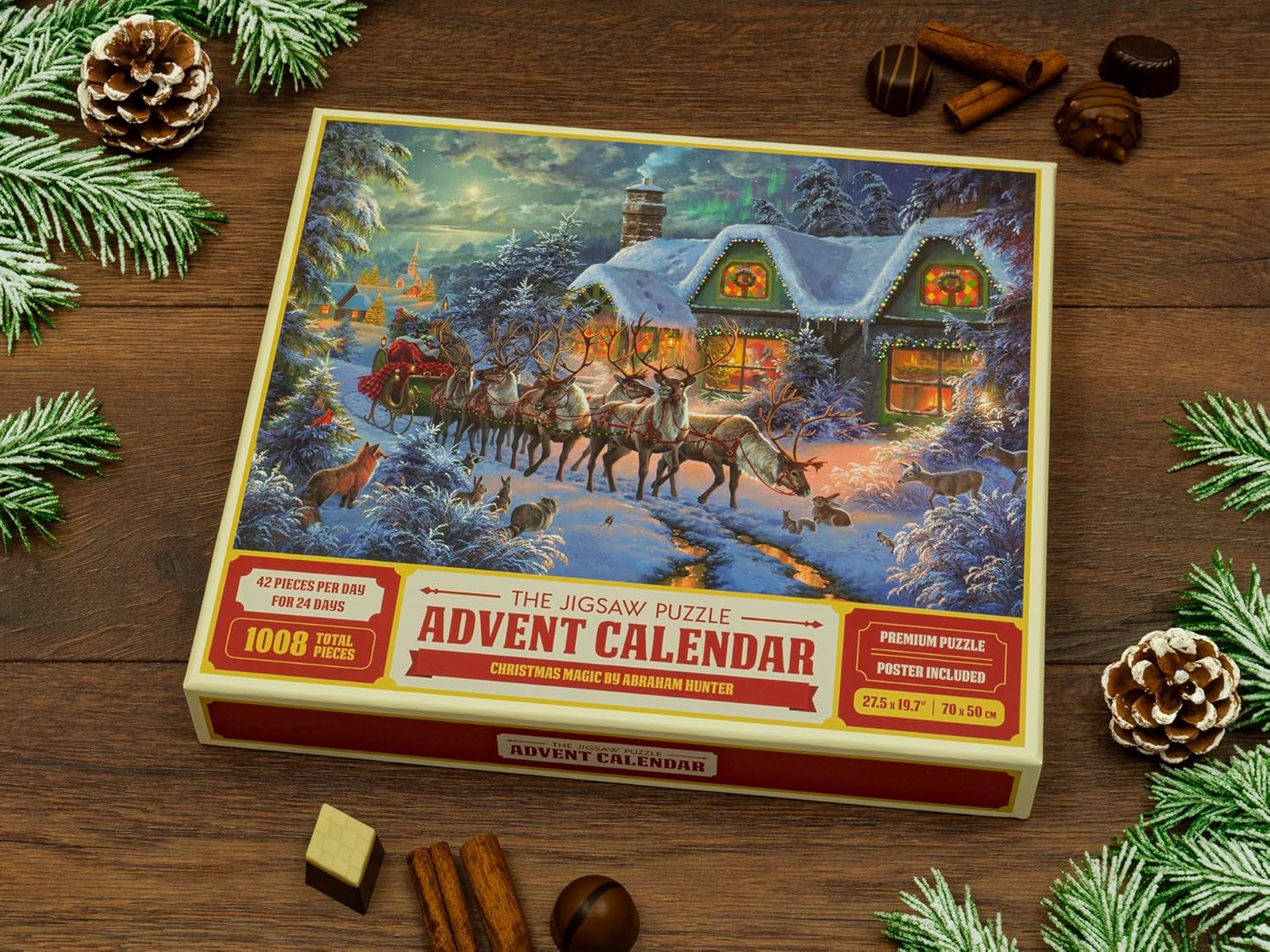 Abraham Hunter Jigsaw Puzzle Advent Calendar 2025 - 1008 Pieces, 24 Boxes of Christmas Magic for Family Fun