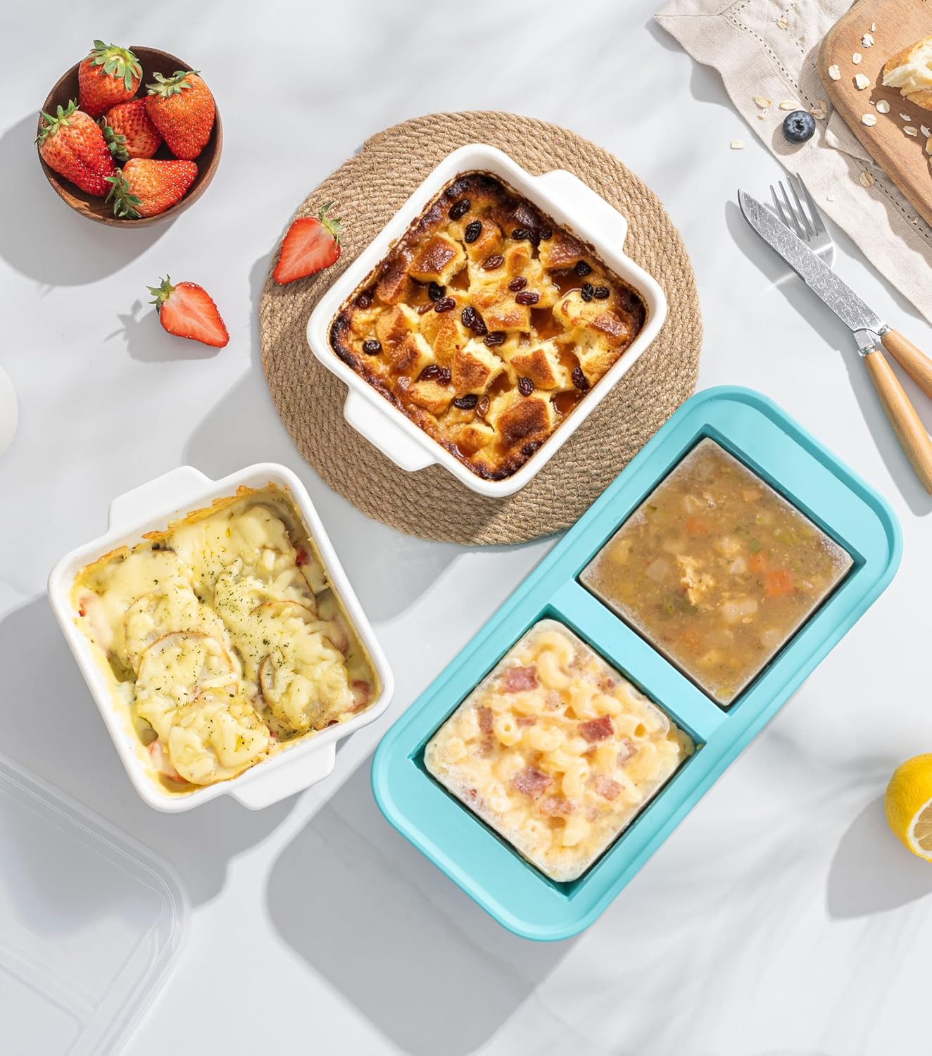 Regine Switzerland 5x5 Small Baking Dish - 28 Oz Ceramic Casserole with Handles | Oven & Microwave Safe, Set of 2