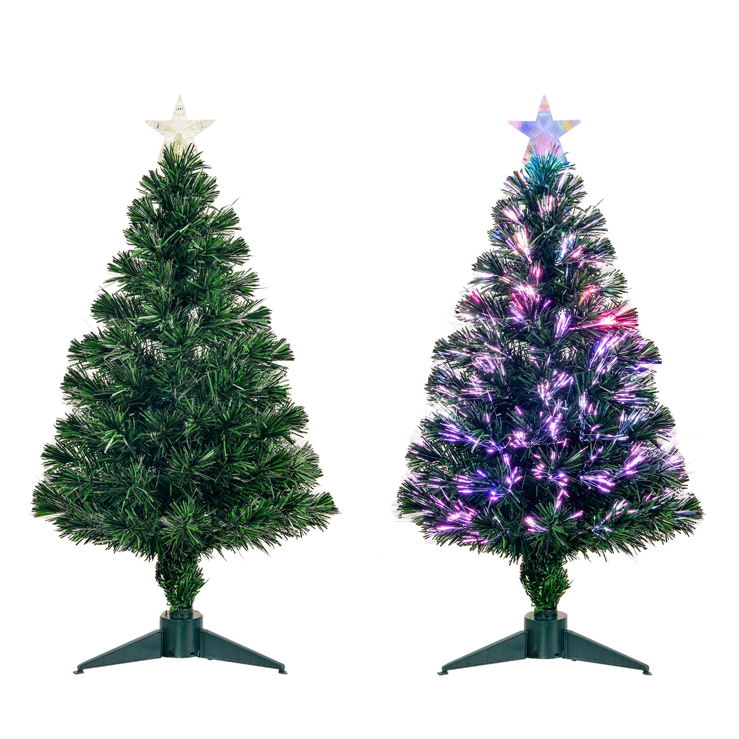 3FT Fiber Optic Green Christmas Tree Artificial Tree with Stand,Pre-lit Full Xmas Tree with Top Star Perfect for Indoor Holiday Decoration