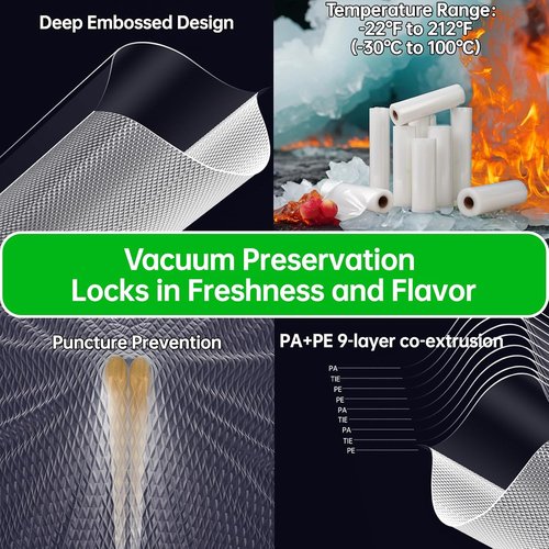 L'ELEF MISTICO Vacuum Sealer Bags - BPA-Free Food Saver Rolls (11''X20') for Sous Vide & Meal Prep