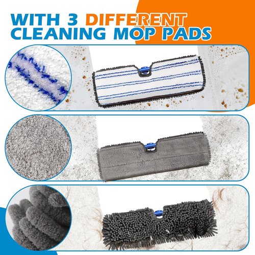 Masthome Flat Dust Mop - 2-Sided Microfiber Mop with 4 Reusable Pads for Wet & Dry Cleaning | Ideal for Hardwood, Tile & Vinyl