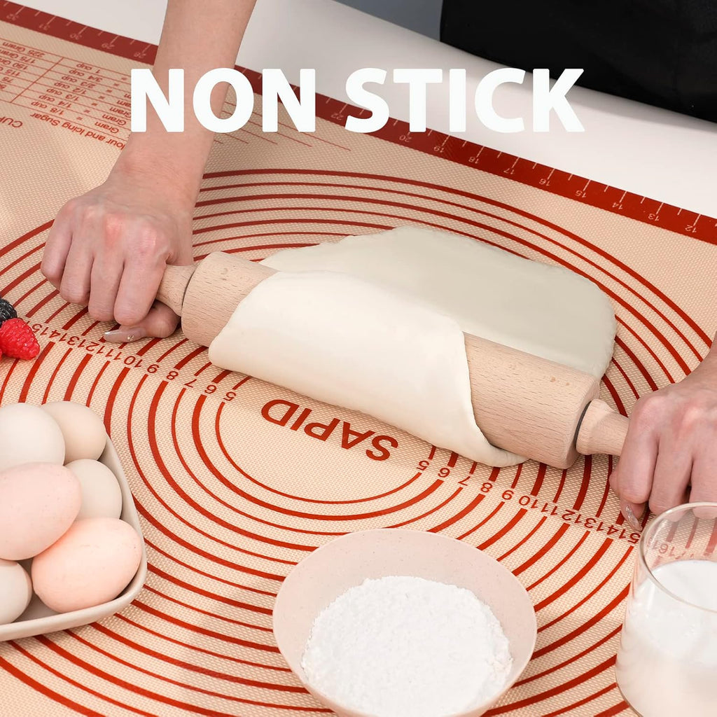 Sapid Extra Thick Silicone Pastry Mat - Non-Slip Baking Surface with Measurements | Extra Large 20" x 28" Red