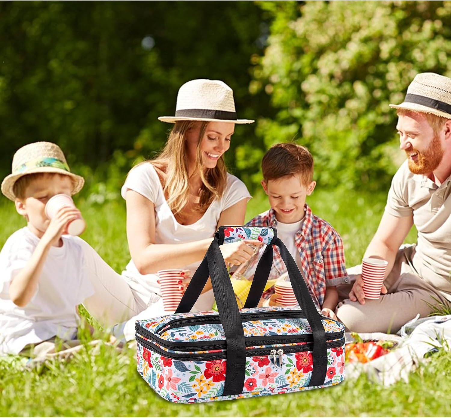 Pioneer Woman Double Decker Casserole Carrier - Expandable Leakproof Thermal Tote for Potluck & Travel